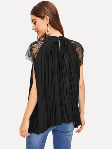 The Angel Lace Pleated Top