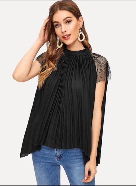 The Angel Lace Pleated Top